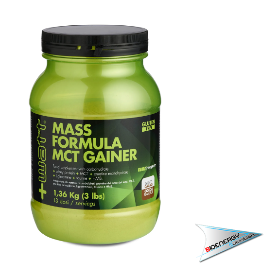 +Watt-MASS FORMULA MCT GAINER (Conf. 3 lbs - 1361 gr)  1,361 kg Cacao  